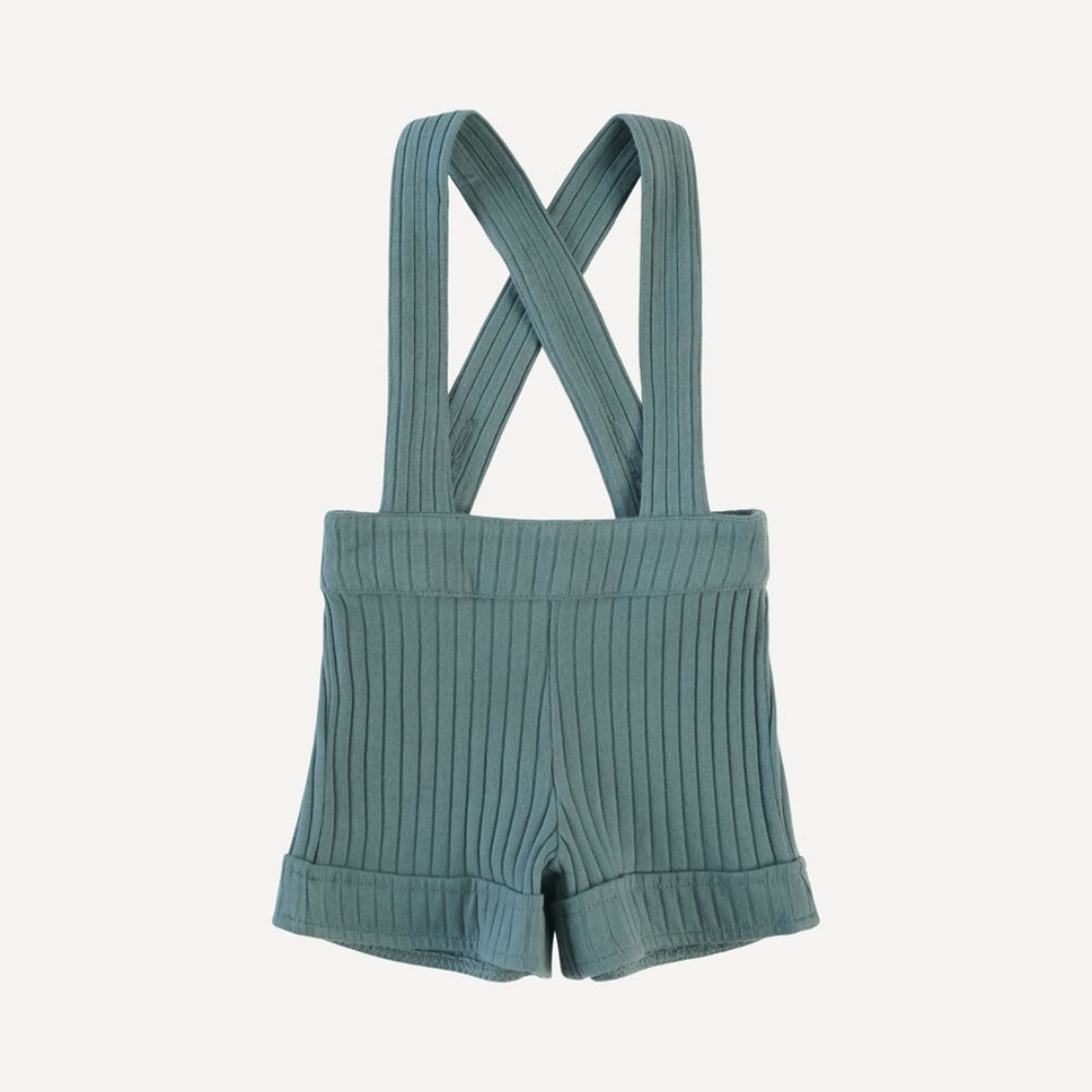 2T Kate Quinn Organics Suspender Short Stormy Weather Blue Cotton Wide Rib